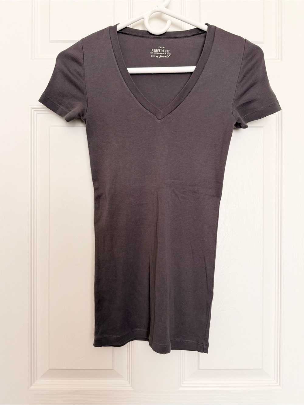 J. Crew Gray V-Neck Short Sleeve Tee
